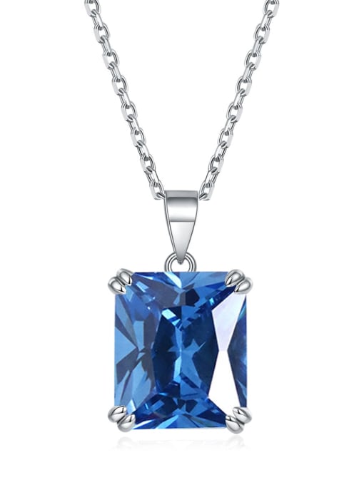 Precious blue [September] 925 Sterling Silver Birthstone Geometric Dainty Necklace